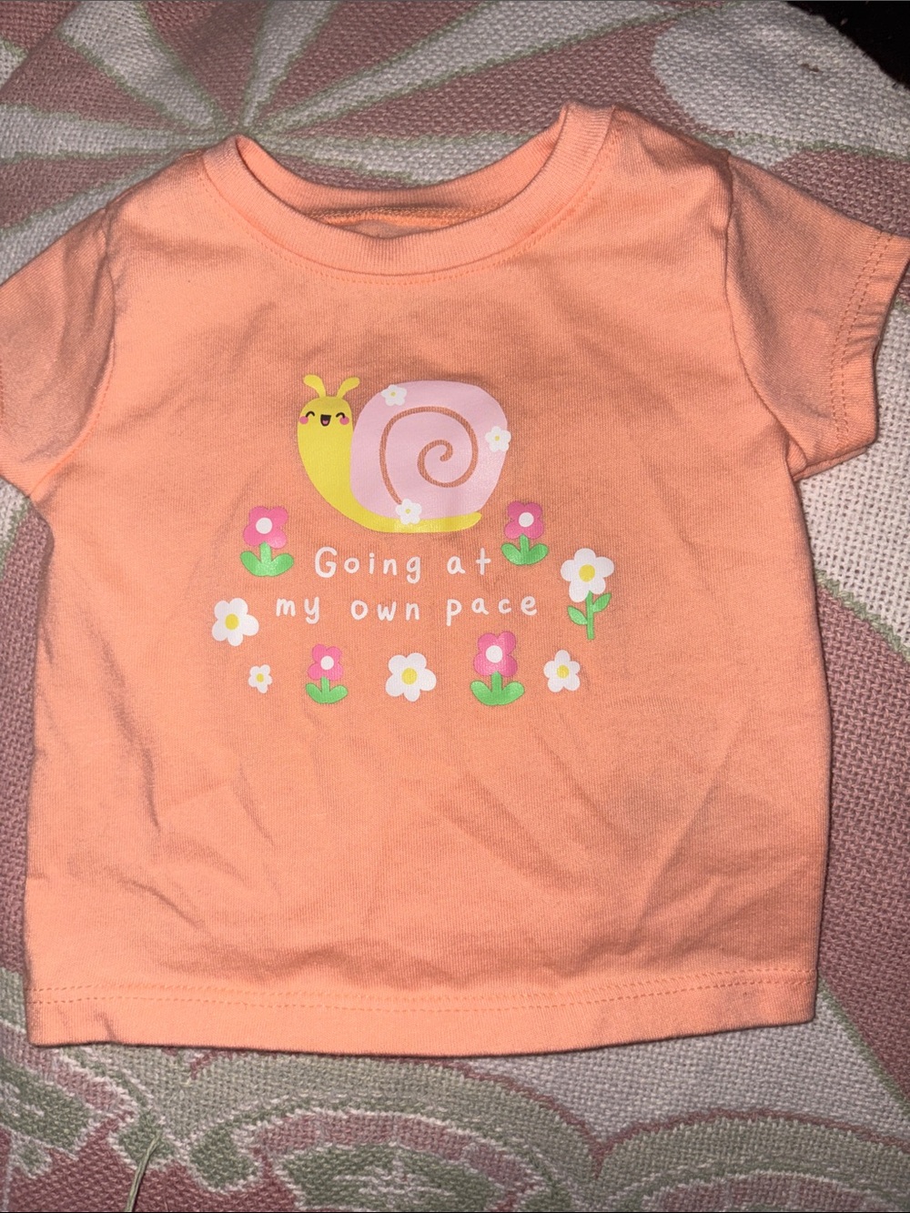 Peach Snail Graphic Tee for Kids - 'Going at My Own Pace'